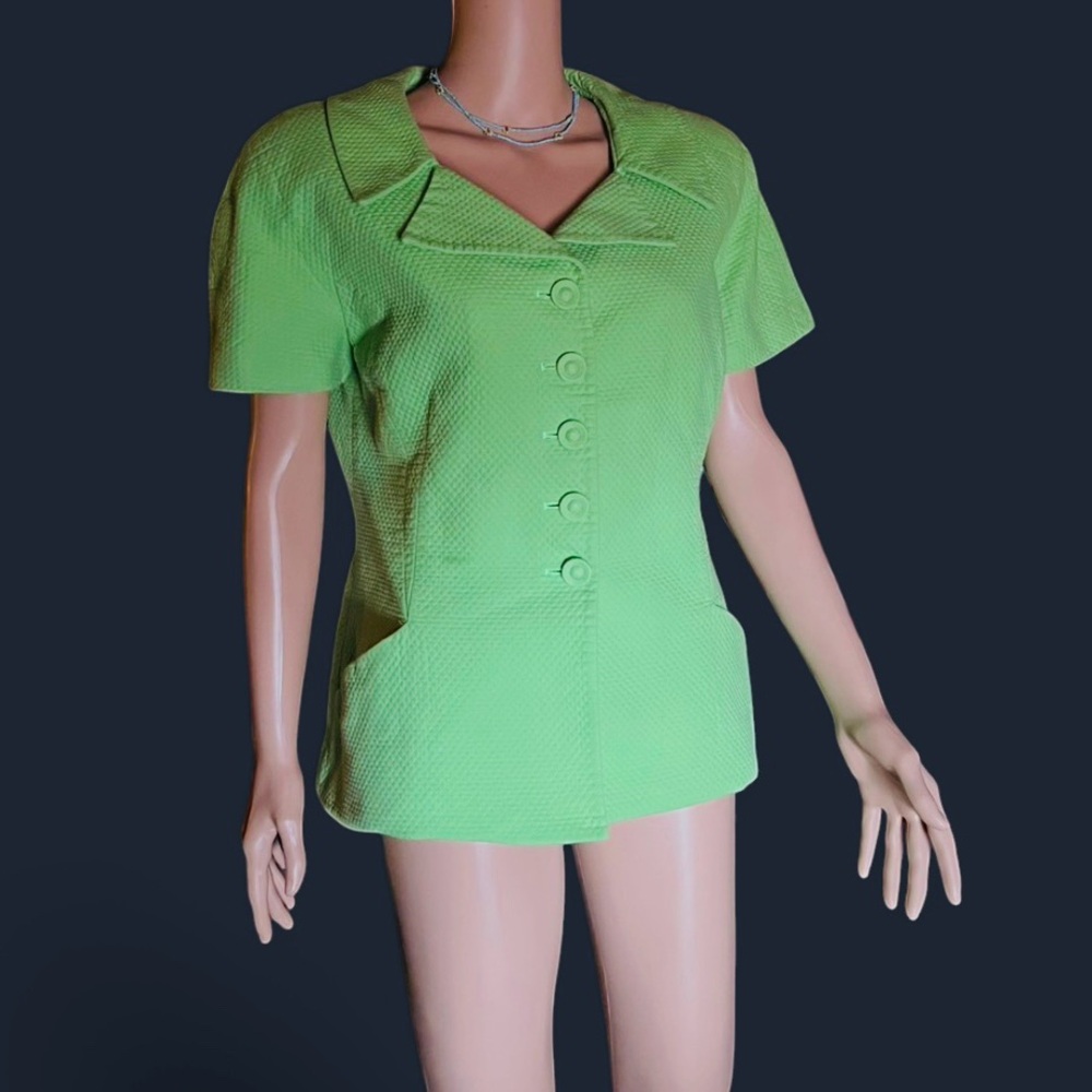 DIOR Christian Dior Vintage Top/Jacket AUTHENTIC SZ 16 Chartreuse Green